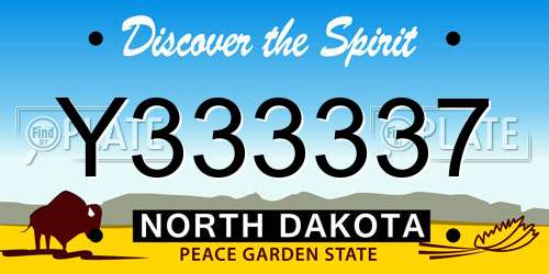Y333337 North Dakota License Plate