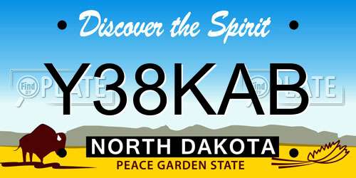 Y38KAB North Dakota License Plate