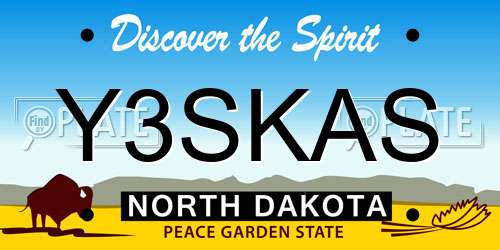 Y3SKAS North Dakota License Plate