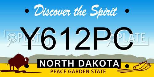 Y612PC North Dakota License Plate
