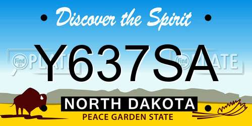 Y637SA North Dakota License Plate