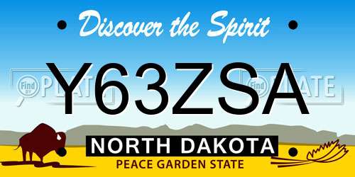 Y63ZSA North Dakota License Plate