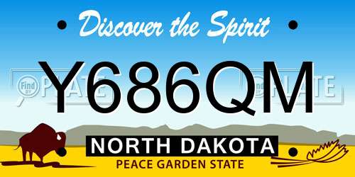 Y686QM North Dakota License Plate