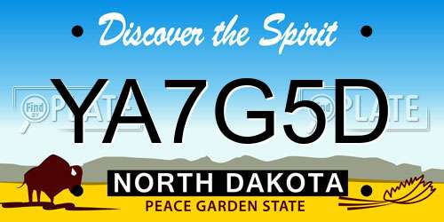 YA7G5D North Dakota License Plate