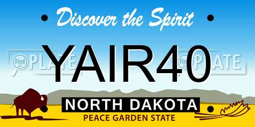 YAIR40 North Dakota License Plate