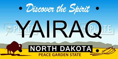 YAIRAQ North Dakota License Plate