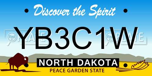 YB3C1W North Dakota License Plate
