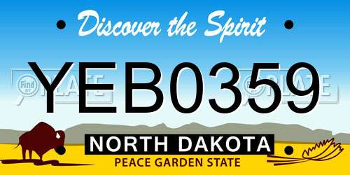 YEB0359 North Dakota License Plate