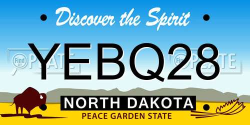 YEBQ28 North Dakota License Plate