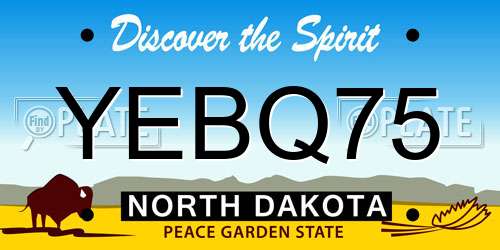 YEBQ75 North Dakota License Plate