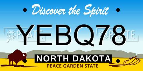 YEBQ78 North Dakota License Plate