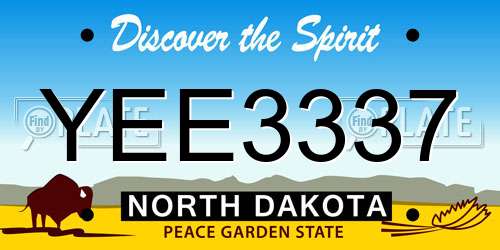 YEE3337 North Dakota License Plate