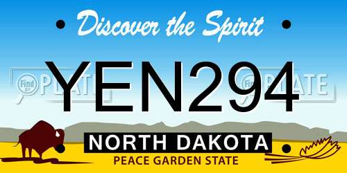 YEN294 North Dakota License Plate