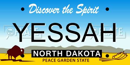 YESSAH North Dakota License Plate