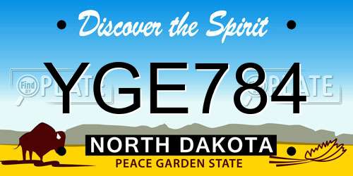 YGE784 North Dakota License Plate