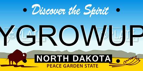 YGROWUP North Dakota License Plate