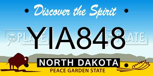 YIA848 North Dakota License Plate