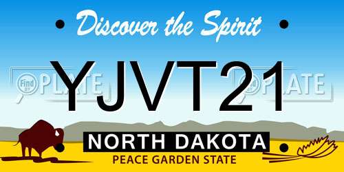 YJVT21 North Dakota License Plate