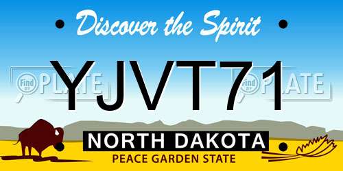 YJVT71 North Dakota License Plate