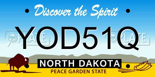YOD51Q North Dakota License Plate