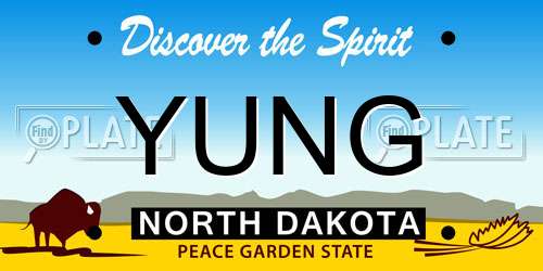 YUNG North Dakota License Plate