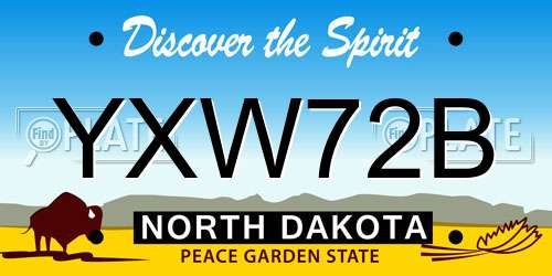 YXW72B North Dakota License Plate