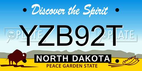 YZB92T North Dakota License Plate