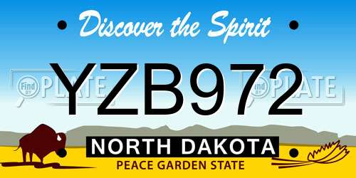 YZB972 North Dakota License Plate