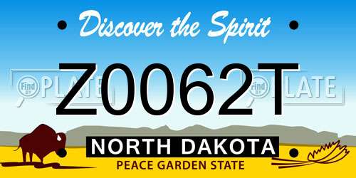 Z0062T North Dakota License Plate