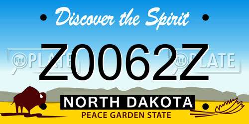 Z0062Z North Dakota License Plate