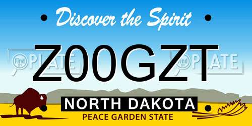 Z00GZT North Dakota License Plate