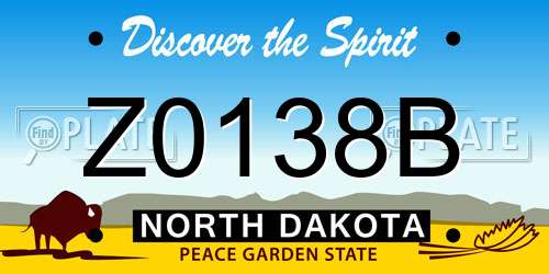 Z0138B North Dakota License Plate