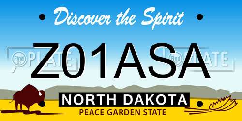 Z01ASA North Dakota License Plate