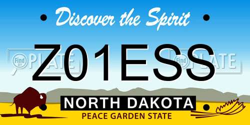 Z01ESS North Dakota License Plate