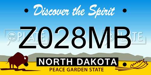 Z028MB North Dakota License Plate