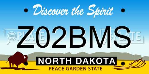 Z02BMS North Dakota License Plate