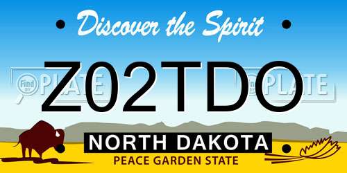 Z02TDO North Dakota License Plate