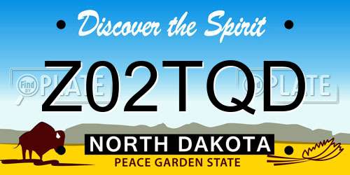 Z02TQD North Dakota License Plate