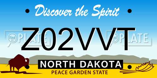 Z02VVT North Dakota License Plate