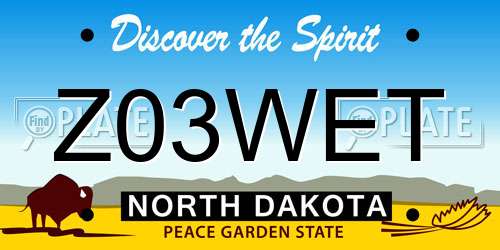 Z03WET North Dakota License Plate