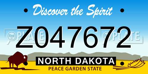 Z047672 North Dakota License Plate