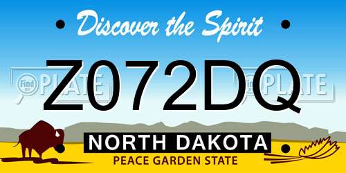 Z072DQ North Dakota License Plate