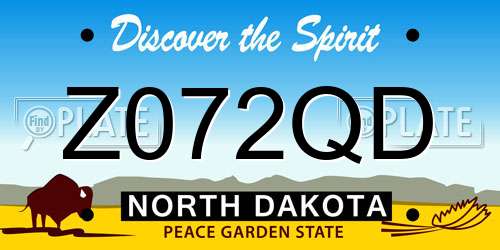 Z072QD North Dakota License Plate