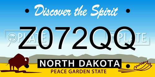 Z072QQ North Dakota License Plate