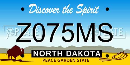 Z075MS North Dakota License Plate