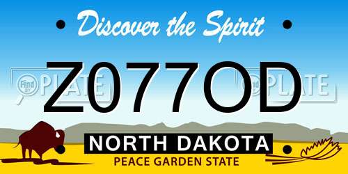 Z077OD North Dakota License Plate