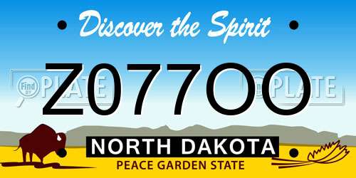 Z077OO North Dakota License Plate