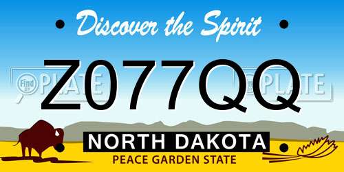 Z077QQ North Dakota License Plate