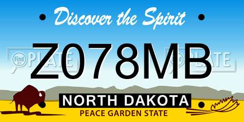 Z078MB North Dakota License Plate