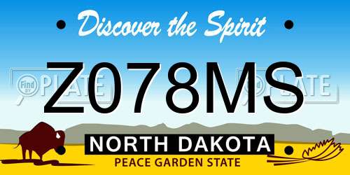 Z078MS North Dakota License Plate